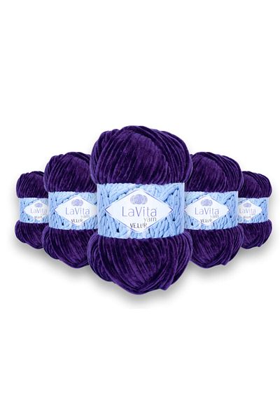 LaVita Yarn Velur Baby Velvet Yarn 5 Pack Amigurumi Πλεκτό Χέρι Σχοινί Taka Yarn (5103-PURPLE)