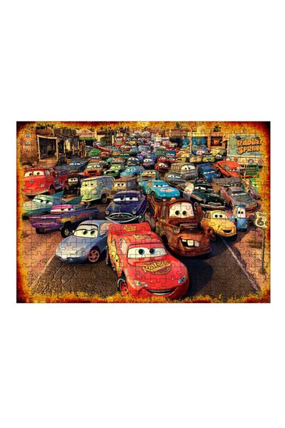 Tablo Mega Ahşap Mdf Puzzle Yapboz Şimşek Mcqueen Ve Arkadaşları 255 Parça 35*50 Cm