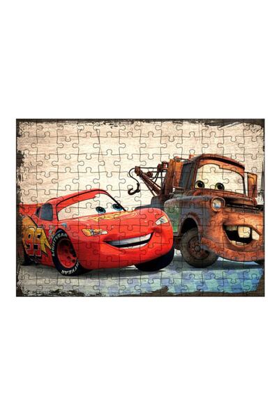 Bedeko Ahşap Mdf Puzzle Yapboz Şimşek Mcqueen Ve Meter 120 Parça 25*35 Cm