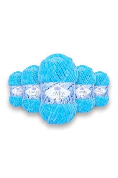 LaVita Yarn Velur Baby Velvet Yarn 5 Pack Amigurumi Πλεκτό Χέρι Σχοινί Taka Yarn (5801-TURQUOISE)