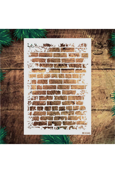 STENCİLTASARIM Stencil Tasarım Mıx044 Tuğla - Dekoratif Duvar Ve Eşya Boyama Şablonları 25x35 Cm