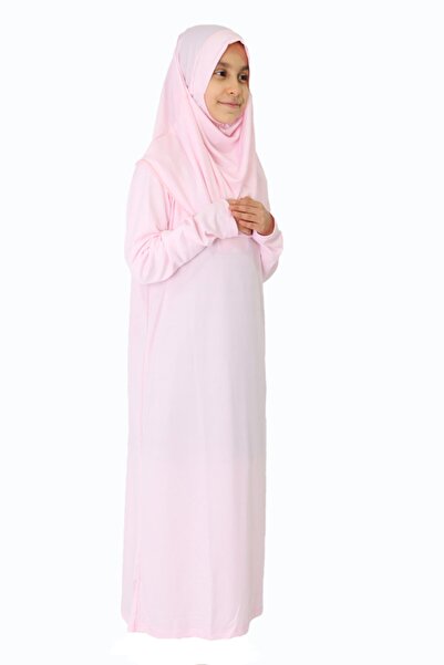 ZEHRANAZ NAMAZ ELBİSESİ Açık Pembe Çocuk Fermuarsız Namaz Elbisesi 5/8 yaş