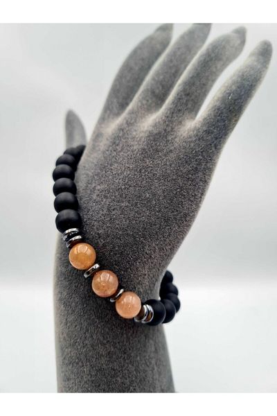 GÜMÜŞTEL EL SANATLARI Certified Natural Stone - Rose, Quartz, Hematite and Onyx Bracelet