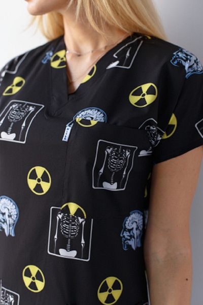 Dr. Mitra Unisex Black Radiology Pattern Lycra Colorfast Fabric Set