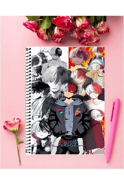 detayminant Shoto Todoroki Anime Notebook قطعة واحدة بتصميم مخصص مقاس A4 مقاس 21*29 سم دفتر ملاحظات مبطن بسلك