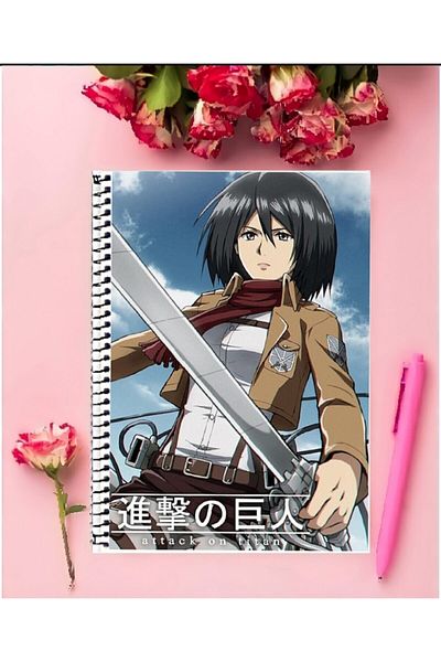 detayminant Mikasa Ackerman (Attack On Titan) Anime Notebook 1 Piece Special Design A4 Size 21*29 Cm Wired Striped