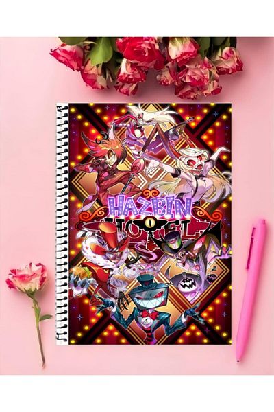 ROLLAS STORE Hazbin Hotel Anime Notebook 1 Piece Special Design A4 Size 21*29 Cm Wired Striped Notebook