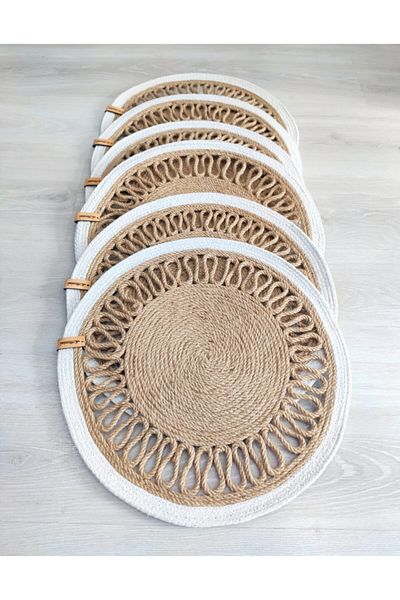 COLLESSİA Διακοσμητικό αντικείμενο Messie Jute Wicker Rope 2 τεμαχίων American Service Plate Trivet
