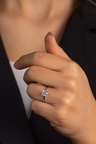 YAVUZ KUYUMCULUK 14 Ayar Altın V Kesim Tektaş Yüzük