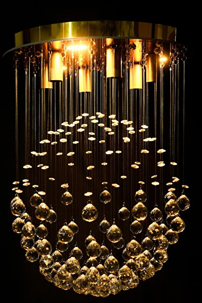 esenavize Modern Tasarım 42 Cm / 6 Duylu Lüx Model Misinalı Kristal Taşlı Avize