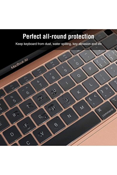 NovStrap Apple MacBook Air 2020 13 Inch M1 A2337 Compatible Turkish Q Keyboard Slim Transparent Keyboard Protective Case.