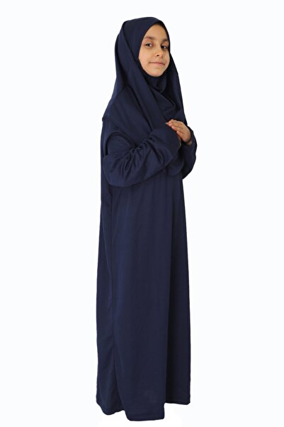 ZEHRANAZ NAMAZ ELBİSESİ Koyu Lacivert Çocuk Fermuarsız Namaz Elbisesi 5/8 yaş
