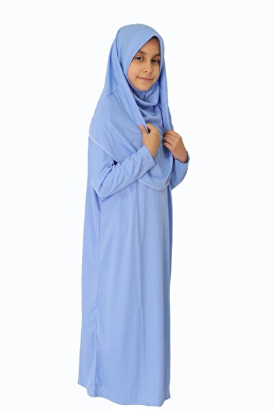 ZEHRANAZ NAMAZ ELBİSESİ Gök Mavisi Çocuk Fermuarsız Namaz Elbisesi 5/8 yaş