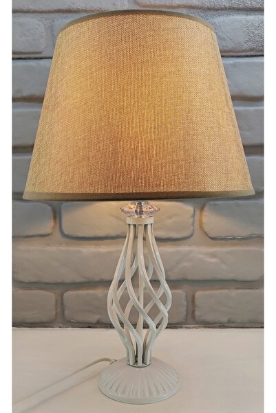 365GUNSERİSONU مصباح طاولة ذو ساق معدنية من الحجر الملتوي باللون الأبيض مكون ...