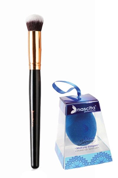 nascita Oval Yapılı Kapatıcı Fırçası Nasbrush0136 + Ocean Tekli Makyaj Süngeri