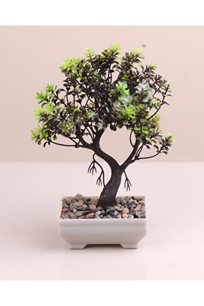 HomeFuture Dekoratif Salon Süs Saksılı Ağaç Çiçek Süs Yapay Oturma Odası Masa Dekorayon Ağaç Çiçek Yeşil