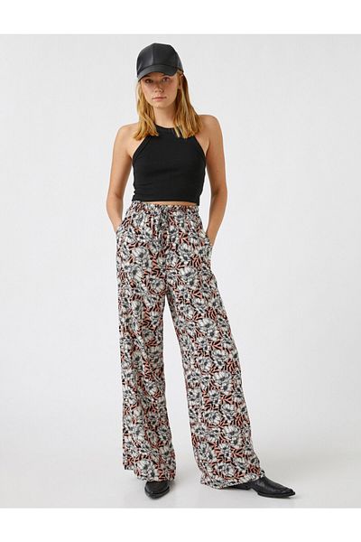 Koton Îmbrăcăminte pentru femei Pantaloni cu talie lată cu șireturi 2sak40023cw model roz
