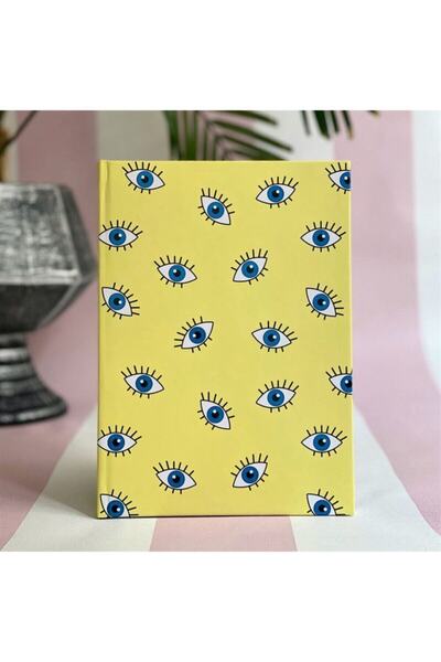 Hediye Molası Sarı Nazar Göz Tasarımlı Lak Kapaklı Defter Planlayıcı Tarihsiz...