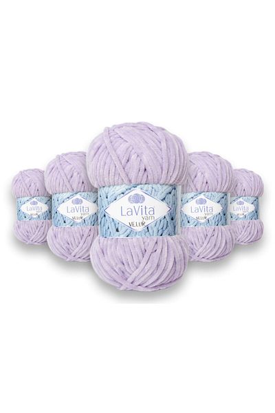 LaVita Yarn Velor Baby Velvet Thread 5 Pack Amigurumi Hand Knitting Yarn Taka Yarn (5101-LILA)