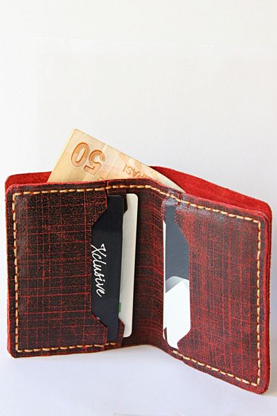 Argentum Look Handmade Red Genuine Leather Wallet - Al-czd002