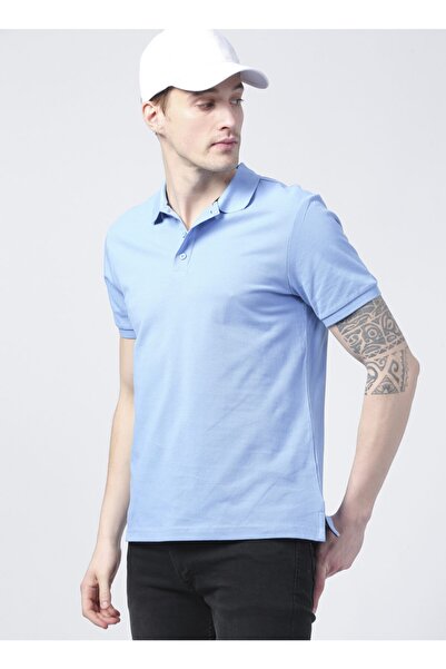 LİMON COMPANY Limon Oscar21 Polo Yaka Basic Düz Açıkmavi Erkek T-shirt