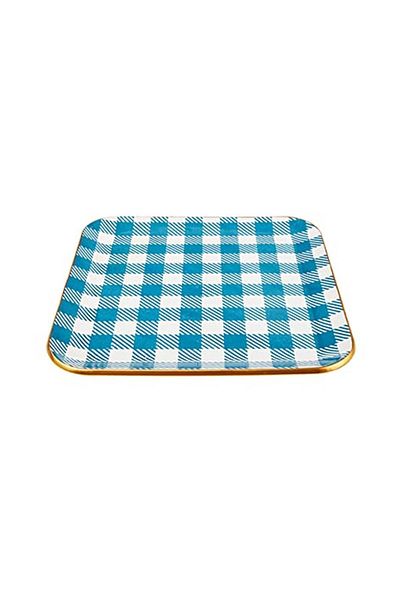 Karaca Winter Preparation Plaid Blue Serving Plate