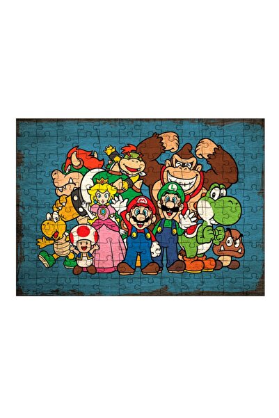 Genel Markalar Ahşap Mdf Puzzle Yapboz Super Mario Ekibi 120 Parça 25*35 Cm