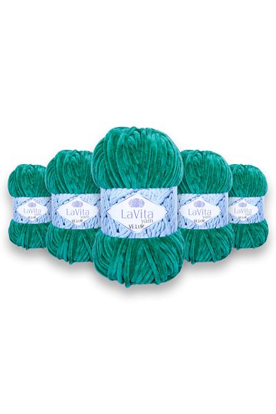 LaVita Yarn Βελούρ Μωρού Νήμα 5 Πακέτο Amigurumi Χειροποίητο Νήμα Taka Yarn (8122-BENETTON ΠΡΑΣΙΝΟ)