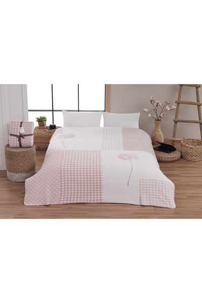 Dinarsu Double Cotton Double Sided Blanket 200X220 Rita Pink