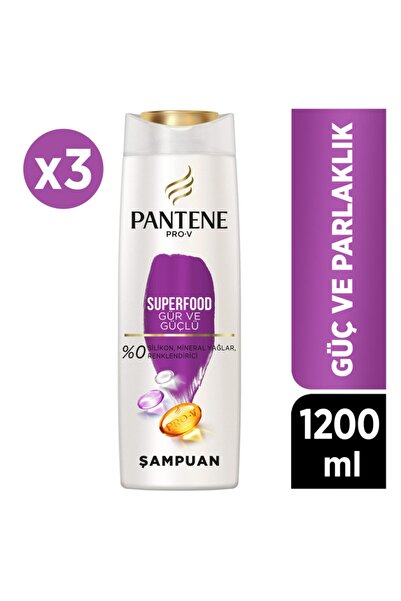 Pantene Superfood Gür Ve Güçlü Şampuan 400 Ml 3 Adet