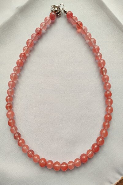 badeaccessories Sertifikalı Gül Kuvars Doğaltaş Kolye