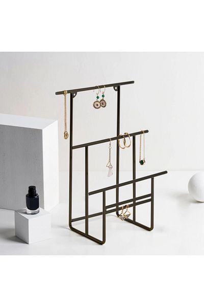 Drm Wood BlacK Jewelry StanD - Cabinet Organizer, Earring anD Bracelet Set