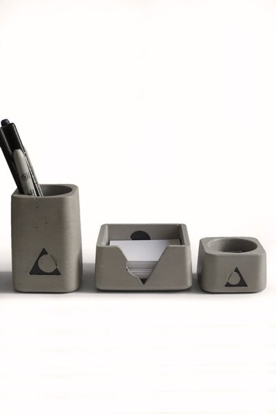 Ghogol Home Nova Pen Holder Note Holder Paper Clip Set - Gray