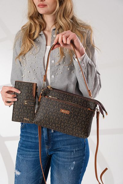 Just Polo Women's Brown Hand and Shoulder Bag