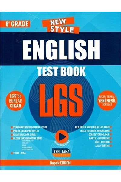 Yeni Tarz Yayınları 8th Grade LGS English Test Book / Başak Erdem / Yeni Tarz Publications / 9786257747080