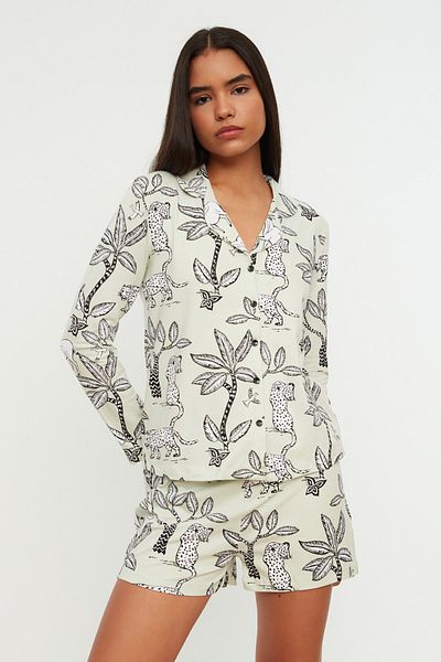 Trendyol Collection Tarka mintás kötött pizsama szett THMAW21PT0153