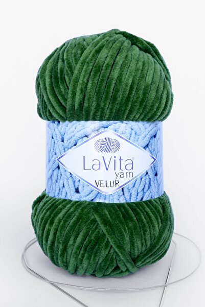LaVita Yarn Velur Baby Kadife Ip Amigurumi El Örgü Ipi Taka Yarn (8119-çimen Yeşili)