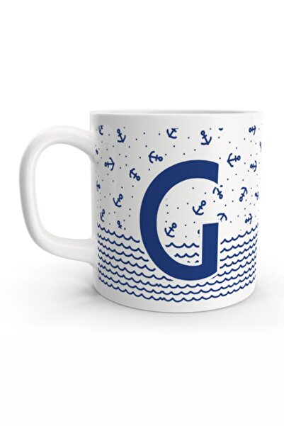 Rock'n Fox Letter G Sailor Blue Anchor Sailor Design Colored Letter Mug