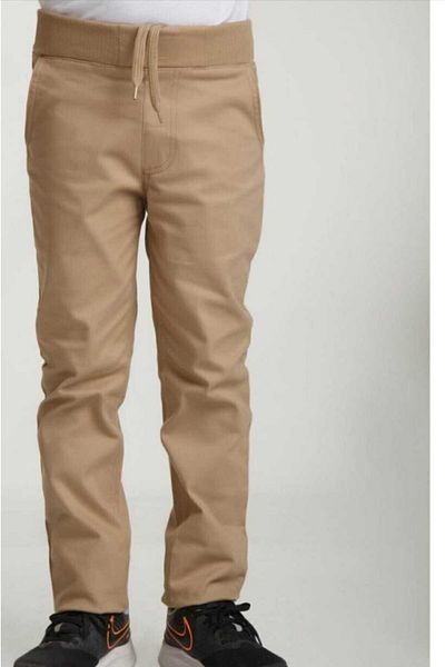 HMZ GİYİM Unisex Kids Ribbed Waist Camel Canvas School Trousers