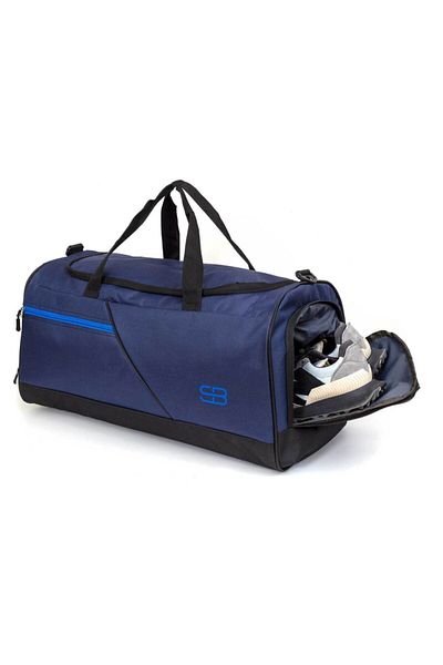 Solo Bag Geantă de fitness și călătorie sport unisex bleumarin de dimensiuni mari, cu termos cu ochi pentru pantofi
