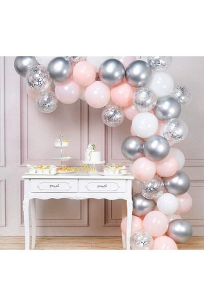 parti uzmanı 100 Pcs Pink, White and Transparent Neck Krit Madnonu Star Balloons