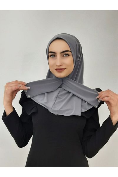 R&S modibone Snap Fastener Ready Scarf Shawl Hijap Grey Χρώμα