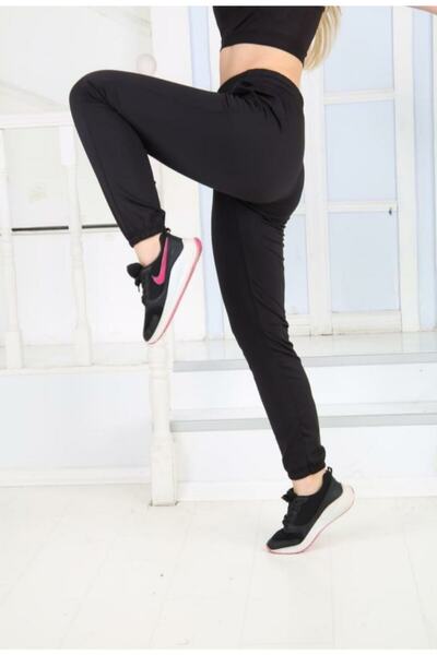 TİGERS Kadın Siyah Cepli Paça Lastikli Eşortman Altı