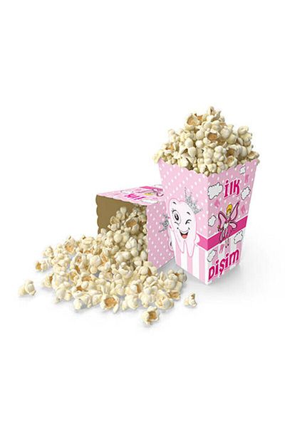 Kazanabil 8 Packs "My First Tooth" Written Tooth Wheat Popcorn Box Pink