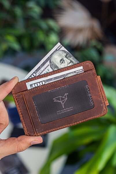 Garbalia Pisa Hakiki Deri Mıknatıs Kapaklı Taba Unisex Kartlık Cüzdan