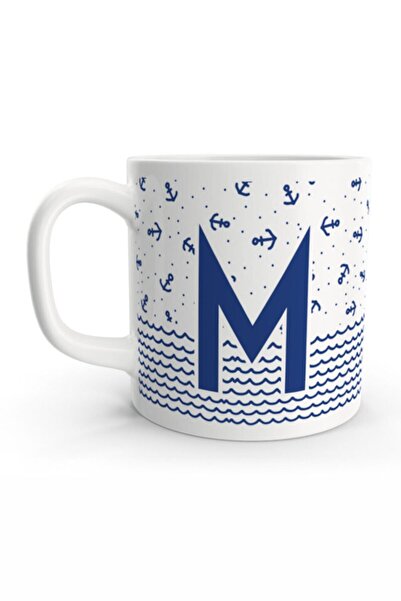 Rock'n Fox Letter M Sailor Blue Anchor Sailor Design Colored Letter Mug