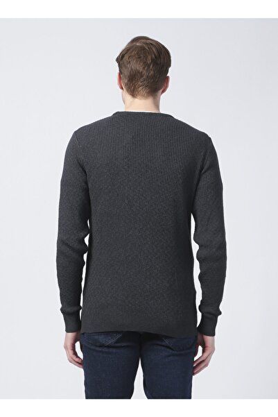 Fabrika Benjamin-f Crew Neck Basic Jacquard Anthracite Melange Men's Sweater