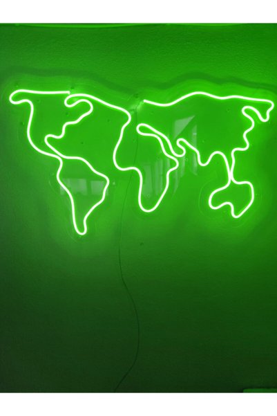 dekoraven World Map Neon Sign Neon Led Decorative Wall Lighting Neon Wall Dec...