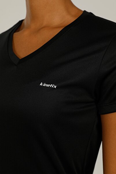 Kinetix Sn228 Basıc Pes V Neck T- Siyah Kadın T-shirt
