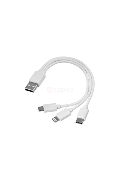 WOZLO 3 In 1 Usb Data Şarj Kablosu Mikro Usb Iphone Lightning Usb Type-c Android Ios Uyumlu